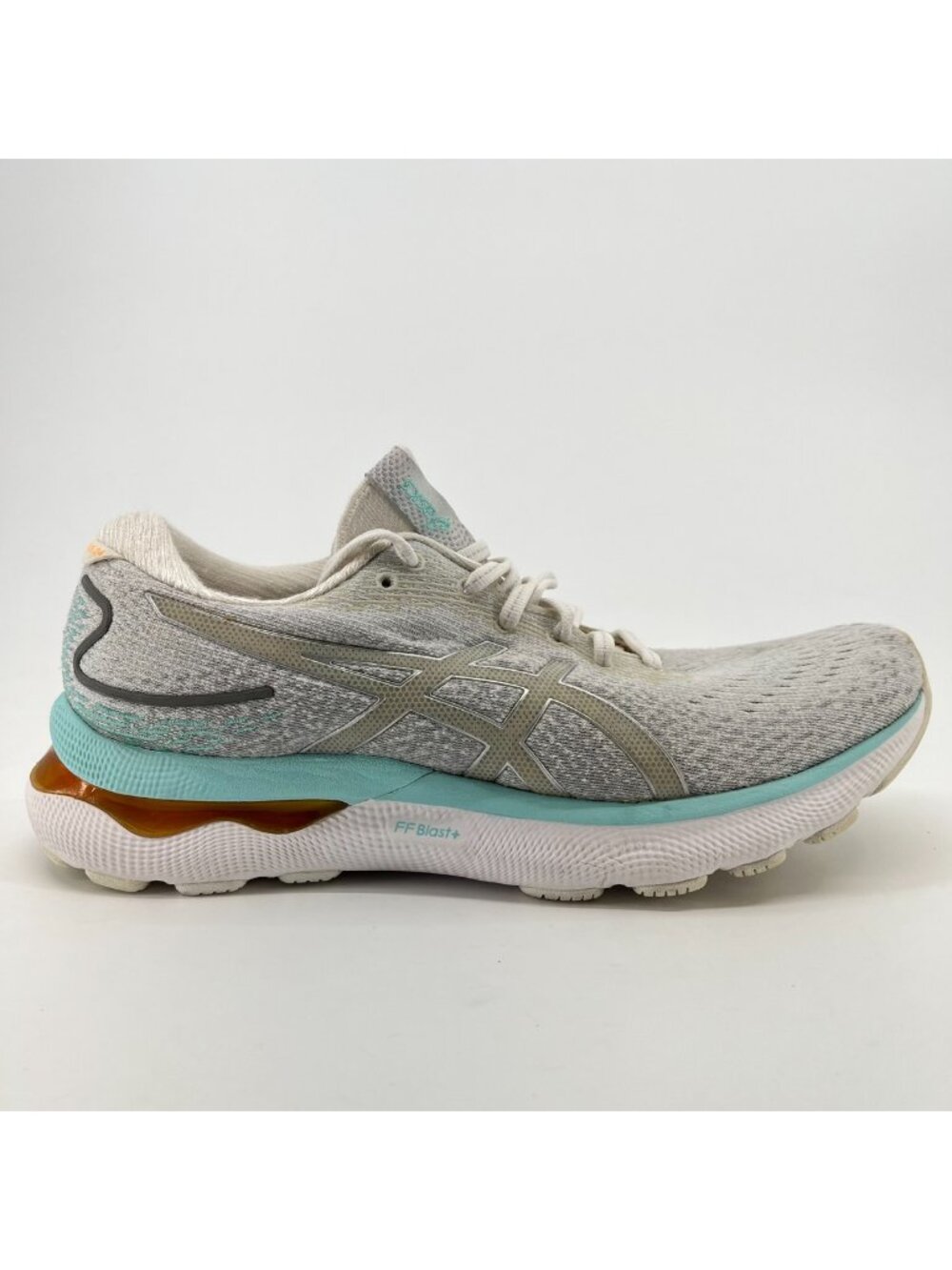 Asics Gel-Nimbus 24 Womens Size 9.5 Gray White Blue Running Shoes Sneakers